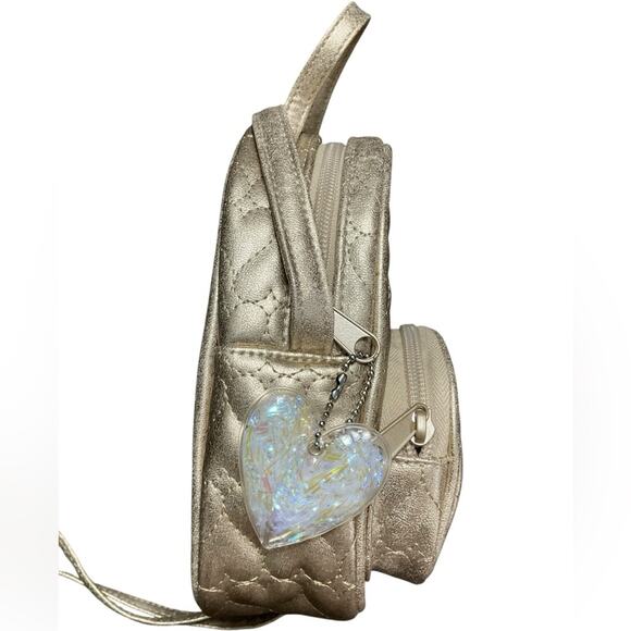 The Children Place Girl’s Gold Quilted Heart Crossbody Bag NWT - Picture 5 of 9